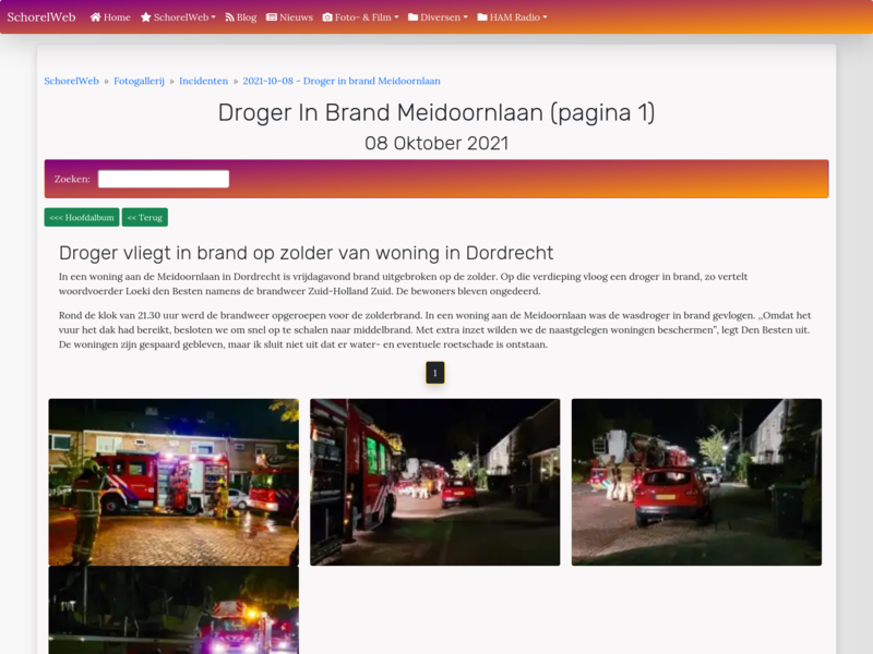 Droger in brand Meidoornlaan (pagina 1)